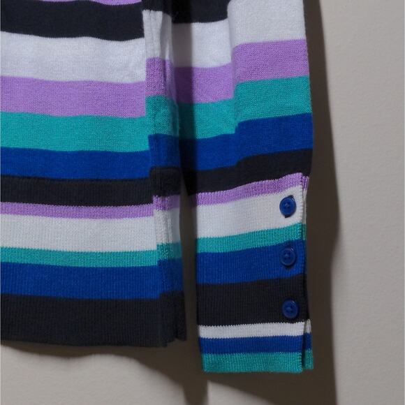 Halogen (Nordstrom) Crew Neck Sweater Blue- Lavender Multi Stripe XL New - Picture 4 of 11